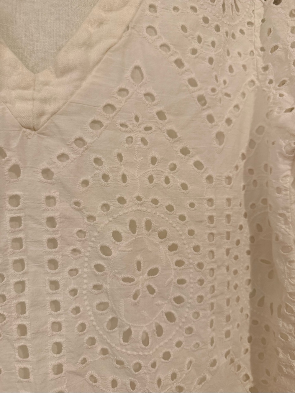 REVOLVE Cream Eyelet V-Neck Mini Dress - Picture 4 of 12